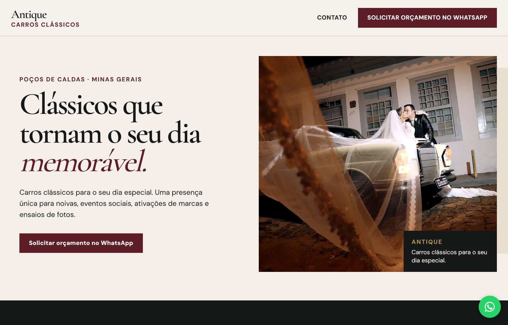 Print do site Antique Carros no computador