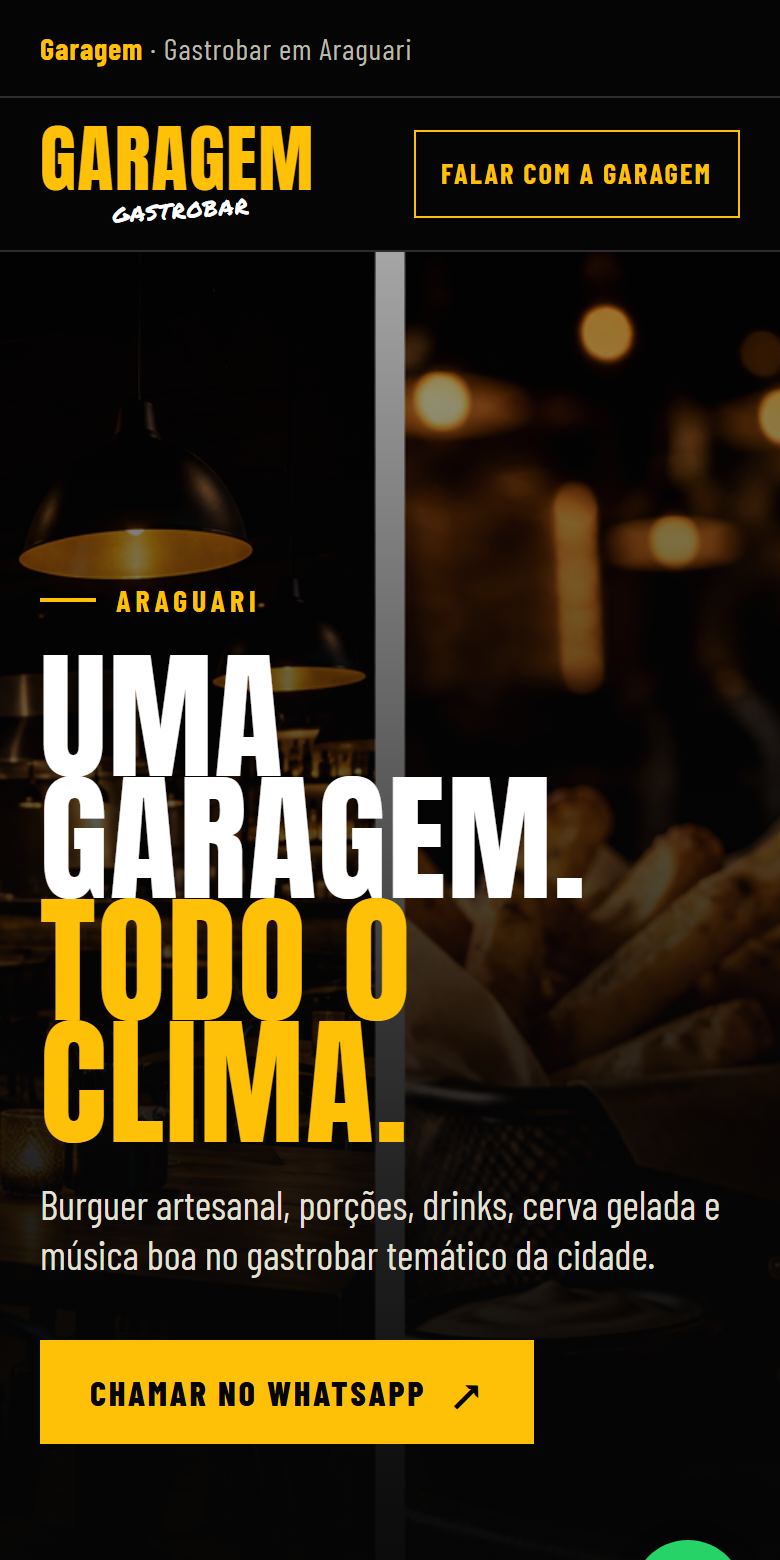 Print do site Garagem no celular