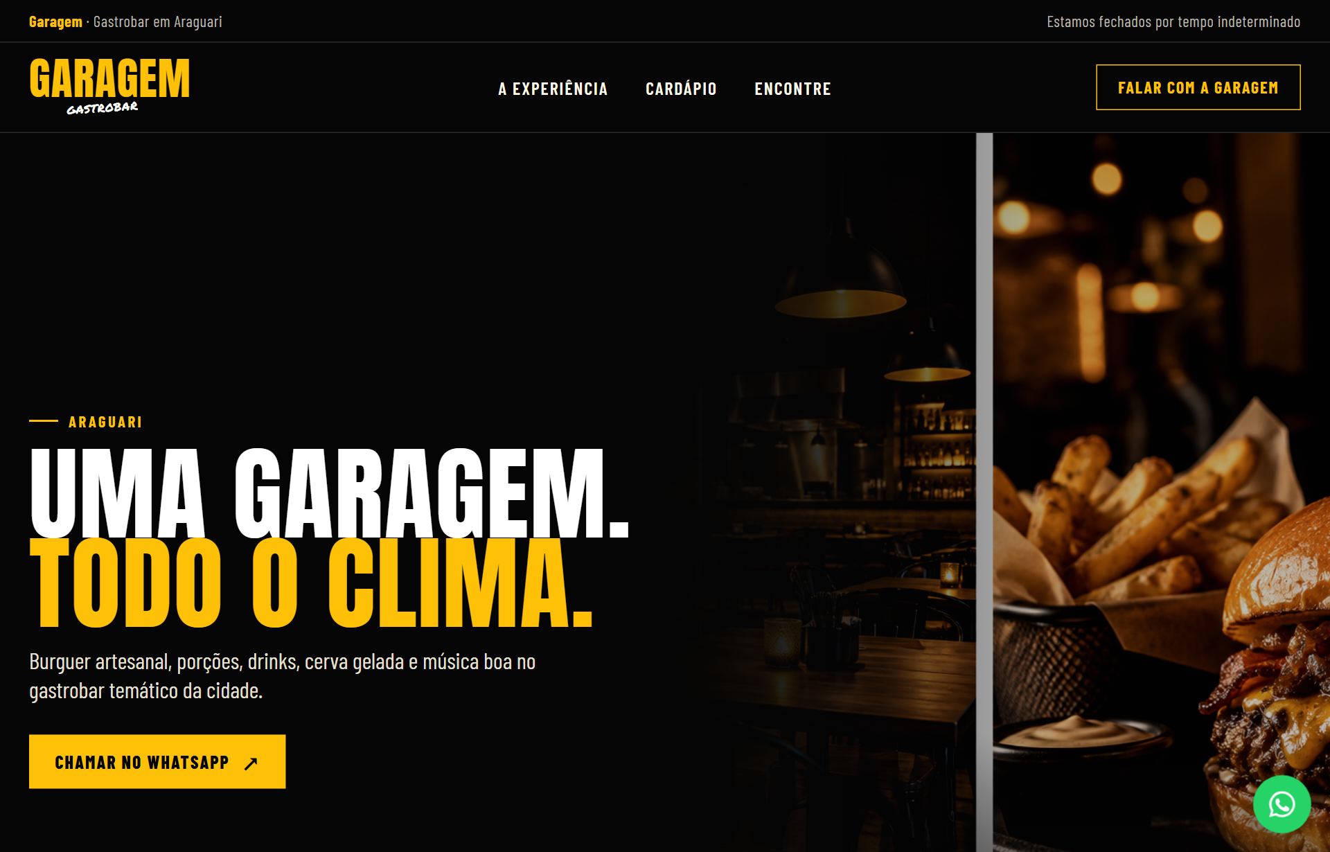 Print do site Garagem no computador