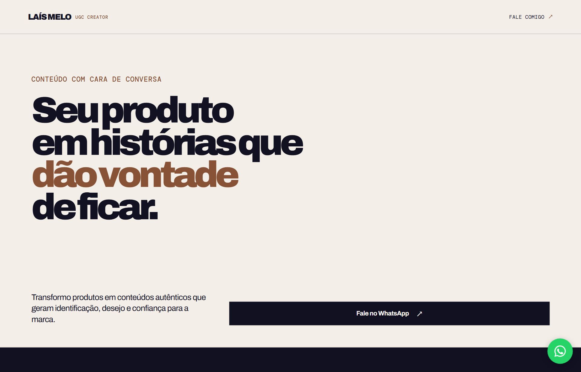 Print do site Laís Melo no computador