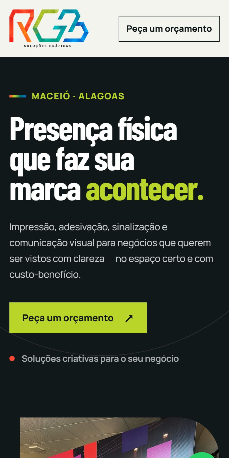 Print do site RGB Gráfica no celular