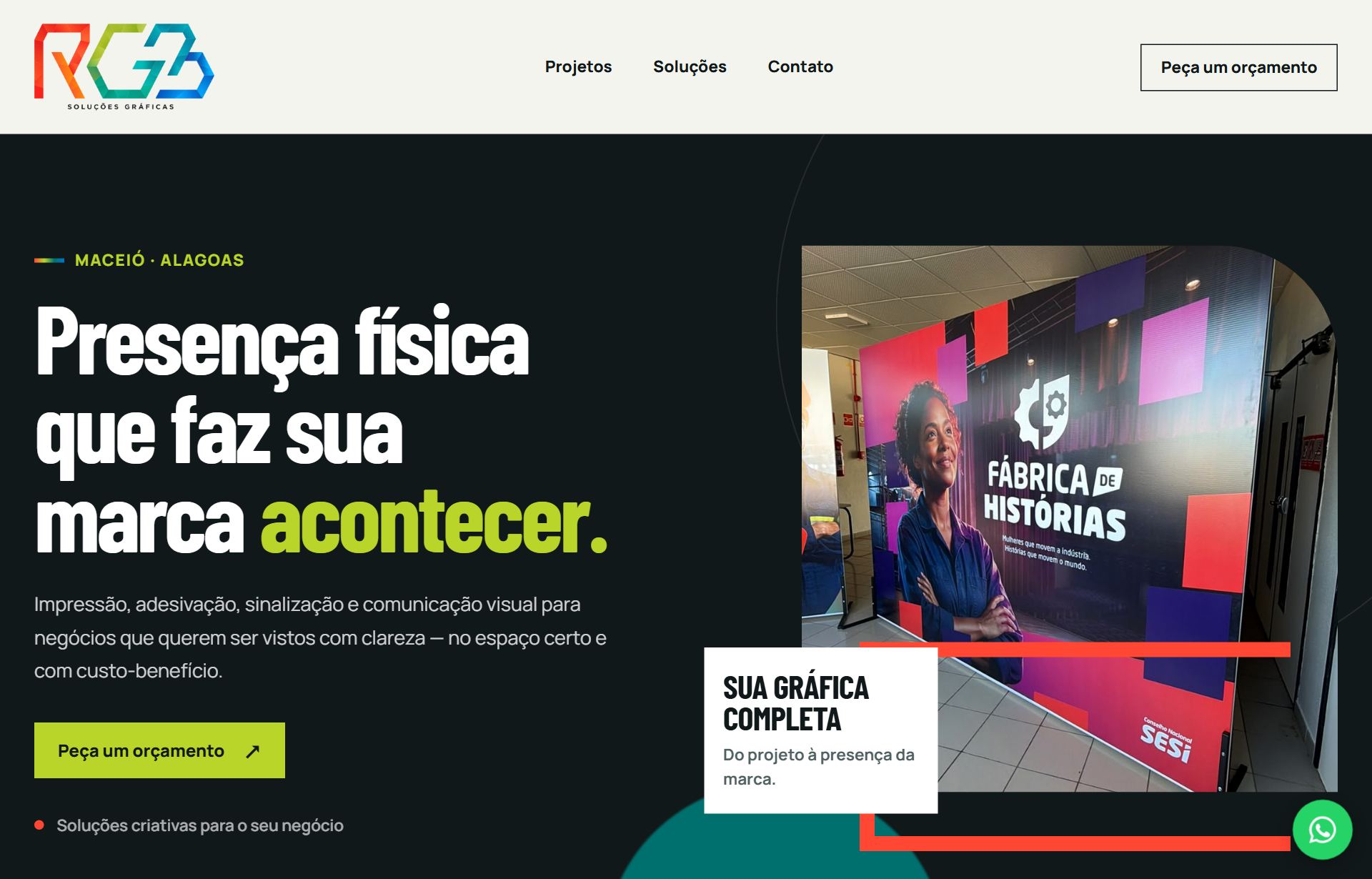 Print do site RGB Gráfica no computador