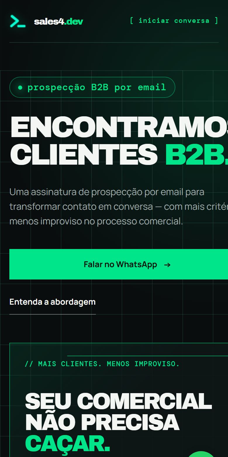 Print do site Sales4.dev no celular